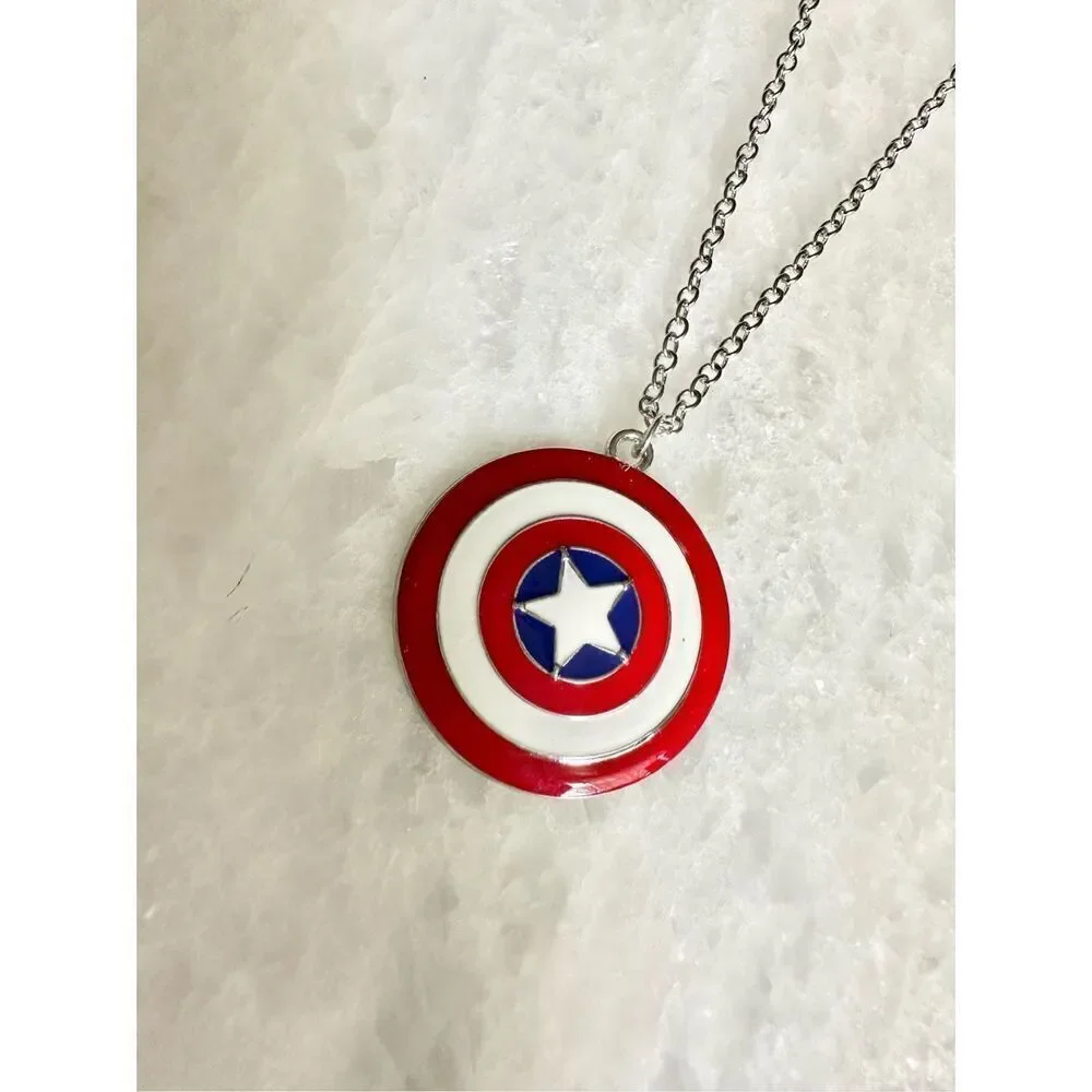 Marvel’s captain America red white and blue shield pendant necklace